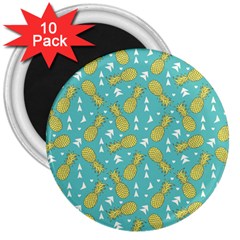 Summer Pineapples Fruit Pattern 3  Magnets (10 Pack)  by TastefulDesigns