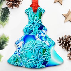 Blue Ice Crystals, Abstract Aqua Azure Cyan Christmas Tree Ornament (2 Sides) by DianeClancy