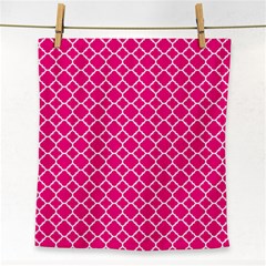 Hot Pink Quatrefoil Pattern Face Towel by Zandiepants