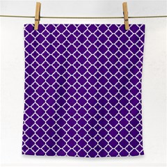 Royal Purple Quatrefoil Pattern Face Towel by Zandiepants