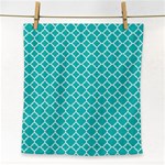 Turquoise Quatrefoil pattern Face Towel Front