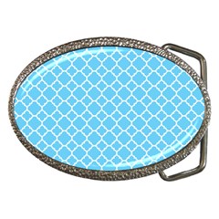 Bright Blue Quatrefoil Pattern Belt Buckle by Zandiepants