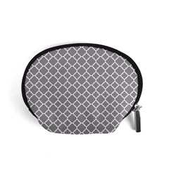 Grey Quatrefoil Pattern Accessory Pouch (small) by Zandiepants