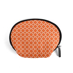 Tangerine Orange Quatrefoil Pattern Accessory Pouch (small) by Zandiepants