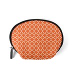 Tangerine orange quatrefoil pattern Accessory Pouch (Small) Back