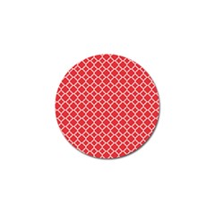 Poppy Red Quatrefoil Pattern Golf Ball Marker by Zandiepants