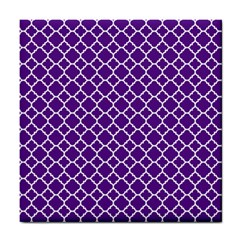 Royal Purple Quatrefoil Pattern Tile Coaster by Zandiepants