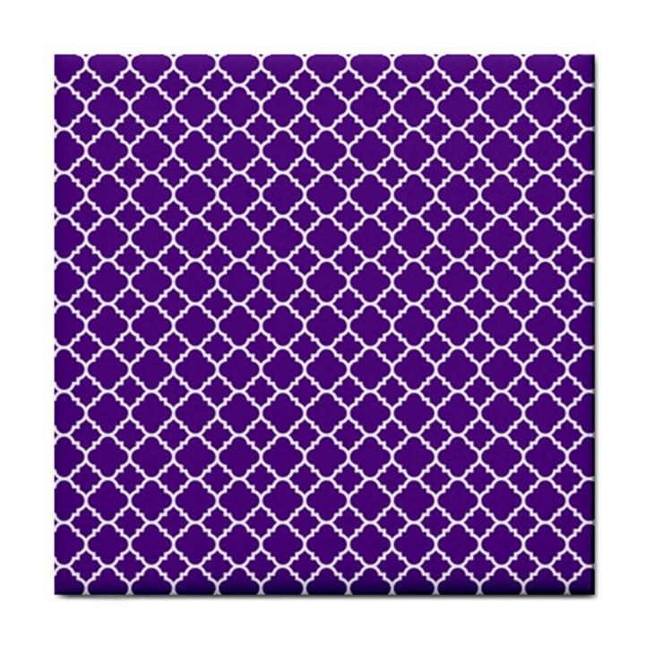 Royal purple quatrefoil pattern Tile Coaster