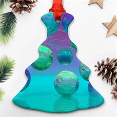 Ocean Dreams, Abstract Aqua Violet Ocean Fantasy Christmas Tree Ornament (2 Sides) by DianeClancy