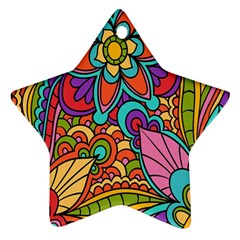 Festive Colorful Ornamental Background Star Ornament (two Sides)  by TastefulDesigns