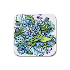 Peaceful Flower Garden 1 Rubber Coaster (square) by Zandiepants