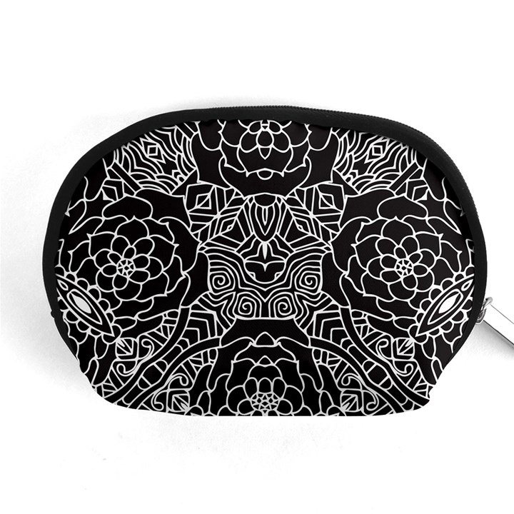 Petals in Black White, Bold Flower Design Accessory Pouch (Medium)