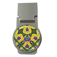 Petals In Mardi Gras Colors, Bold Floral Design Money Clip (round) by Zandiepants