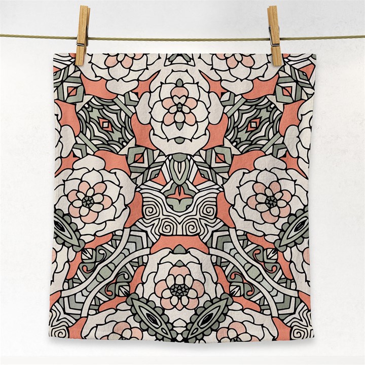 Petals in Vintage Pink, Bold Flower Design Face Towel