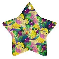 Tropical Flowers And Leaves Background Star Ornament (two Sides)  by TastefulDesigns