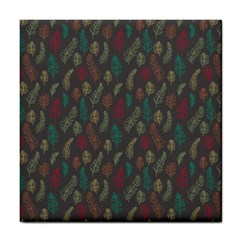 Whimsical Feather Pattern, Autumn Colors, Tile Coaster by Zandiepants