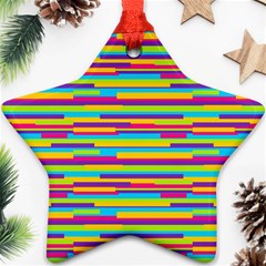 Colorful Stripes Background Ornament (star)  by TastefulDesigns