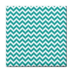 Turquoise & White Zigzag Pattern Face Towel by Zandiepants