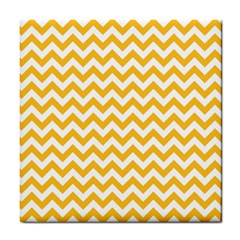 Sunny Yellow & White Zigzag Pattern Tile Coaster by Zandiepants