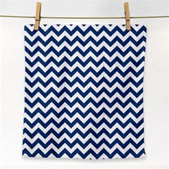 Navy Blue & White Zigzag Pattern Face Towel by Zandiepants