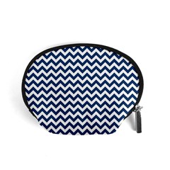 Navy Blue & White Zigzag Pattern Accessory Pouch (small) by Zandiepants