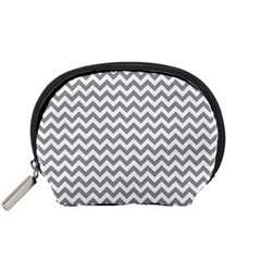 Medium Grey & White Zigzag Pattern Accessory Pouch (small) by Zandiepants