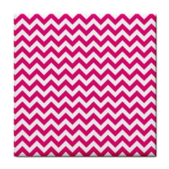 Hot Pink & White Zigzag Pattern Tile Coaster by Zandiepants