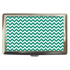 Emerald Green & White Zigzag Pattern Cigarette Money Case by Zandiepants