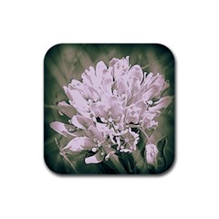 White Flower Rubber Square Coaster (4 Pack)  by uniquedesignsbycassie