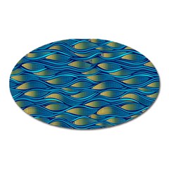 Blue Waves Oval Magnet by FunkyPatterns