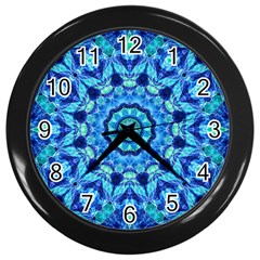 Blue Sea Jewel Mandala Wall Clock (black) by Zandiepants