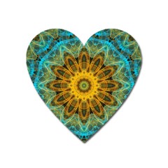 Blue Yellow Ocean Star Flower Mandala Magnet (heart) by Zandiepants