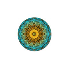 Blue Yellow Ocean Star Flower Mandala Golf Ball Marker by Zandiepants