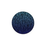 Blue Ombre feather pattern, black, Golf Ball Marker Front