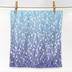 Blue Ombre Feather Pattern, White, Face Towel by Zandiepants