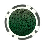 Green Ombre feather pattern, black, Poker Chip Card Guard Front