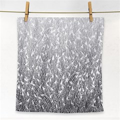 Grey Ombre Feather Pattern, White, Face Towel by Zandiepants