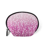 Pink Ombre feather pattern, white, Accessory Pouch (Small) Back