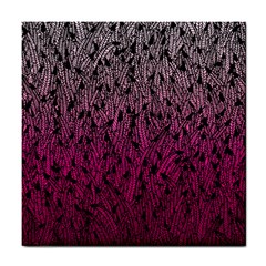 Pink Ombre Feather Pattern, Black, Tile Coaster by Zandiepants