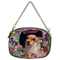 Chi Chi In Butterflies, Chihuahua Dog In Cute Hat Chain Purses (two Sides)  by DianeClancy