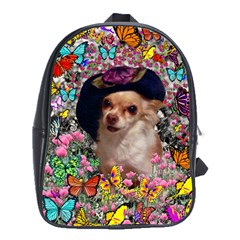 Chi Chi In Butterflies, Chihuahua Dog In Cute Hat School Bags (xl)  by DianeClancy