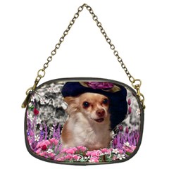 Chi Chi In Flowers, Chihuahua Puppy In Cute Hat Chain Purses (two Sides)  by DianeClancy