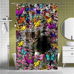 Emma In Butterflies I, Gray Tabby Kitten Shower Curtain 48  X 72  (small)  by DianeClancy