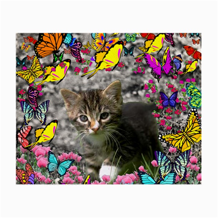 Emma In Butterflies I, Gray Tabby Kitten Small Glasses Cloth