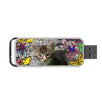 Emma In Butterflies I, Gray Tabby Kitten Portable USB Flash (Two Sides) Front