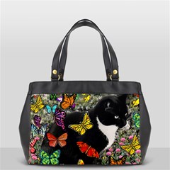 Freckles In Butterflies I, Black White Tux Cat Office Handbags (2 Sides)  by DianeClancy