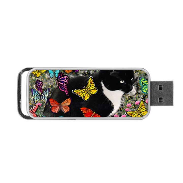 Freckles In Butterflies I, Black White Tux Cat Portable USB Flash (Two Sides)