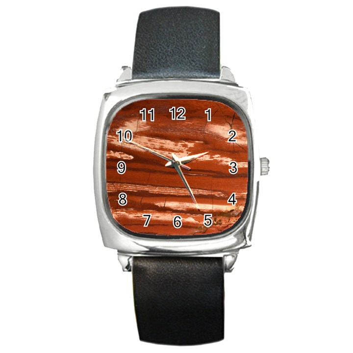 Red Earth Natural Square Metal Watch