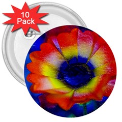 Tie Dye Flower 3  Buttons (10 Pack)  by MichaelMoriartyPhotography