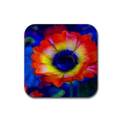 Tie Dye Flower Rubber Coaster (square)  by MichaelMoriartyPhotography